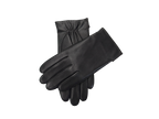 Crossed pair of black NEXUSKIN men's classic Nappa leather touchscreen gloves