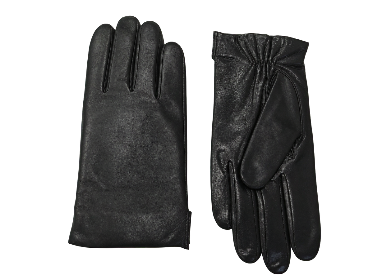 Black NEXUSKIN men's classic Nappa leather gloves shown from palm and back
