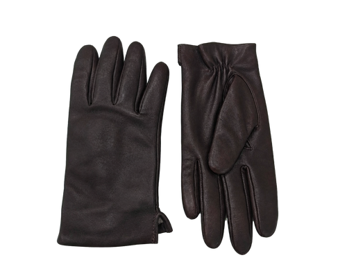 Brown NEXUSKIN men's classic Nappa leather gloves shown from palm and back