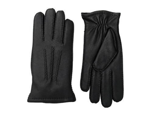 Black NEXUSKIN men's deerskin gloves shown from palm and back