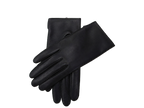 Crossed pair of black NEXUSKIN women's classic Nappa leather touchscreen gloves