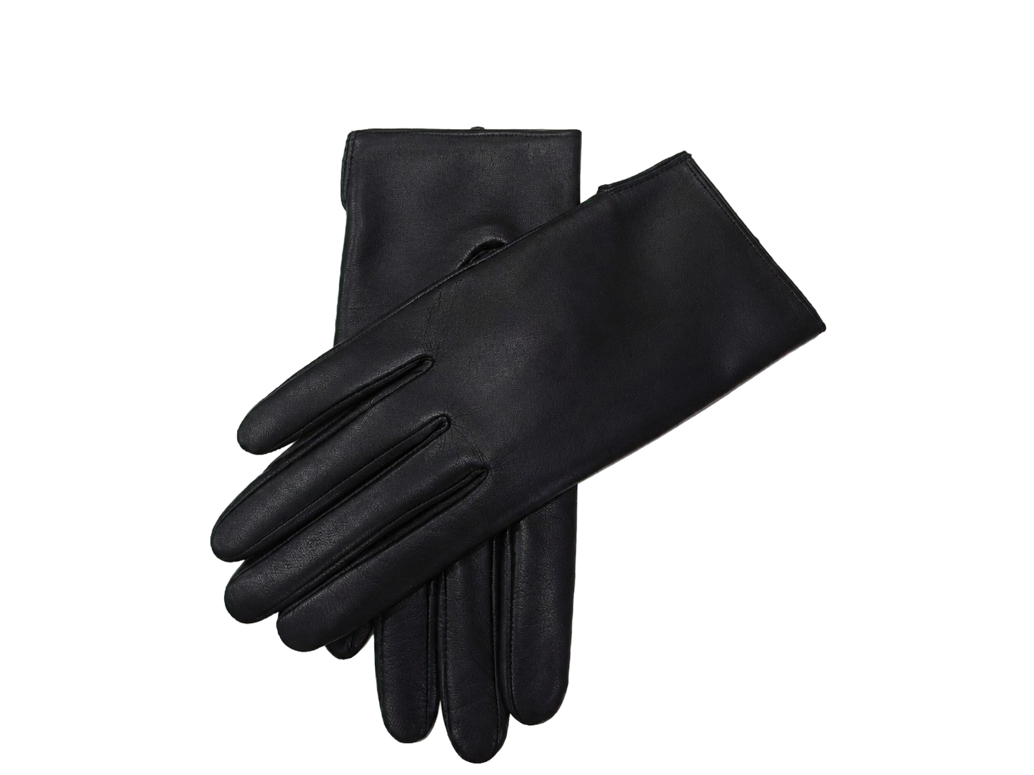 Crossed pair of black NEXUSKIN women's classic Nappa leather touchscreen gloves