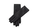 Crossed pair of black NEXUSKIN women's long Nappa leather touchscreen gloves